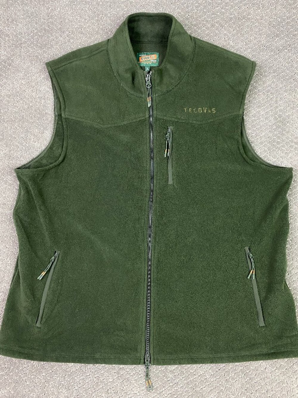 Tecovas Fleece Vest Mens XL Green Western Ranch Wear Full Zip